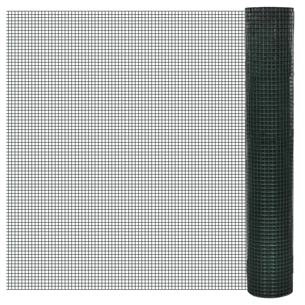 Vidaxl kippengaas 10x1 m gegalvaniseerd staal met pvc-coating groen