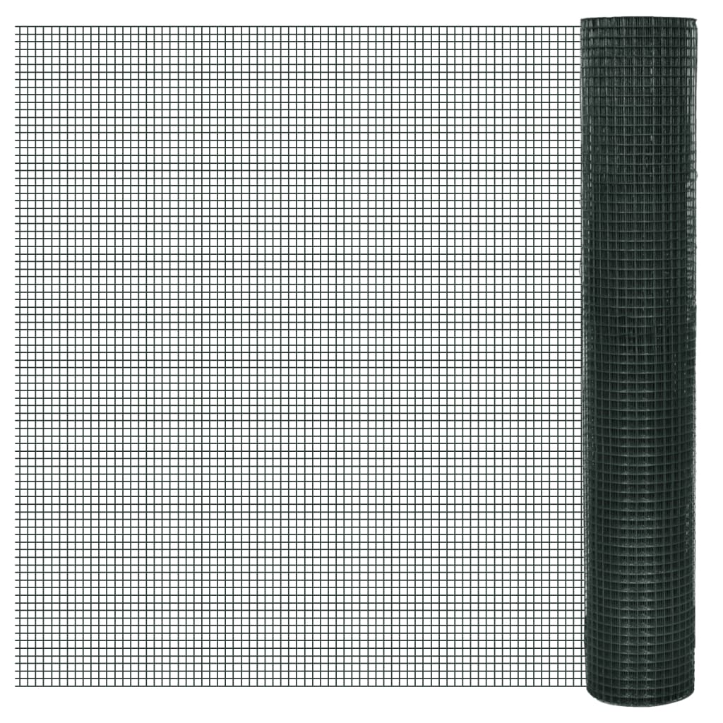 Vidaxl-Hühnerdraht 25x1 m verzinkter Stahl mit PVC-Beschichtung grün