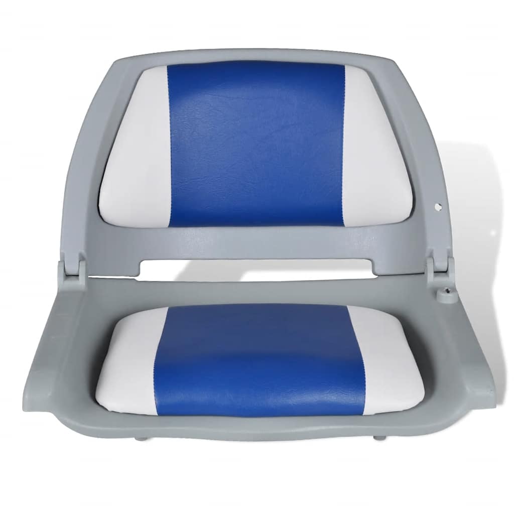 Vidaxl opklapbare bootstoel met blauw-wit kussen 48x51x41 cm
