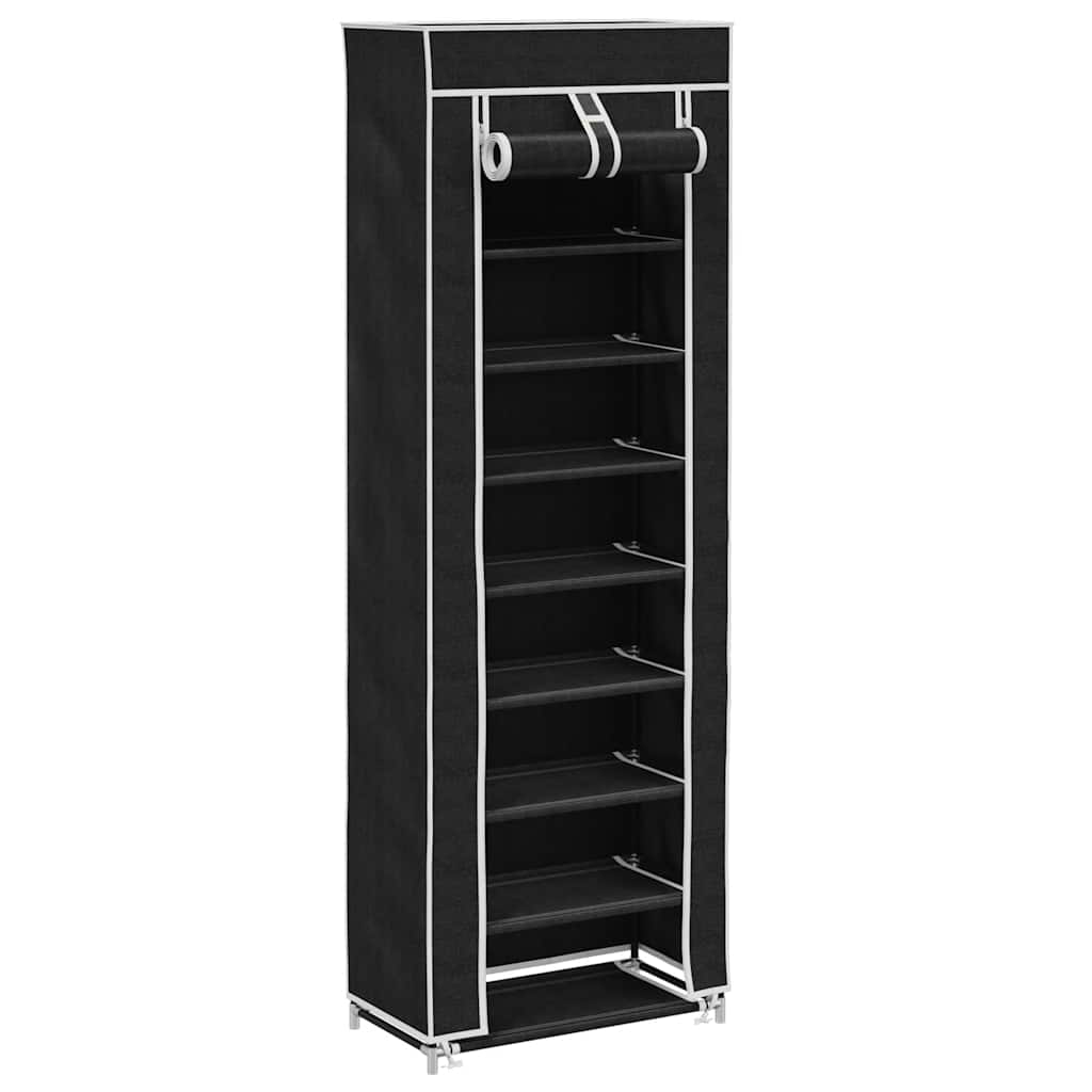 VidaXL Schuhschrank mit Abdeckung 57x29x162 cm, Stoff Schwarz