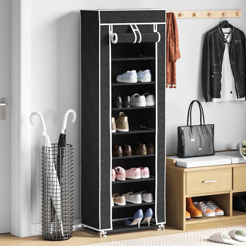 VidaXL Schuhschrank mit Abdeckung 57x29x162 cm, Stoff Schwarz
