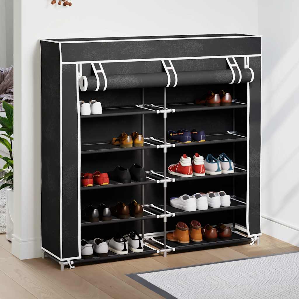 VidaXL Schuhschrank mit Abdeckung 115x28x110 cm, Stoff Schwarz