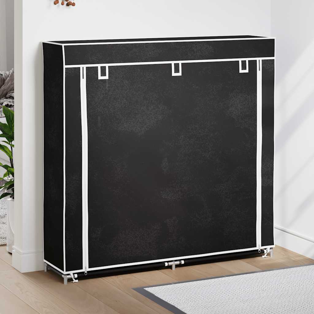 VidaXL Schuhschrank mit Abdeckung 115x28x110 cm, Stoff Schwarz
