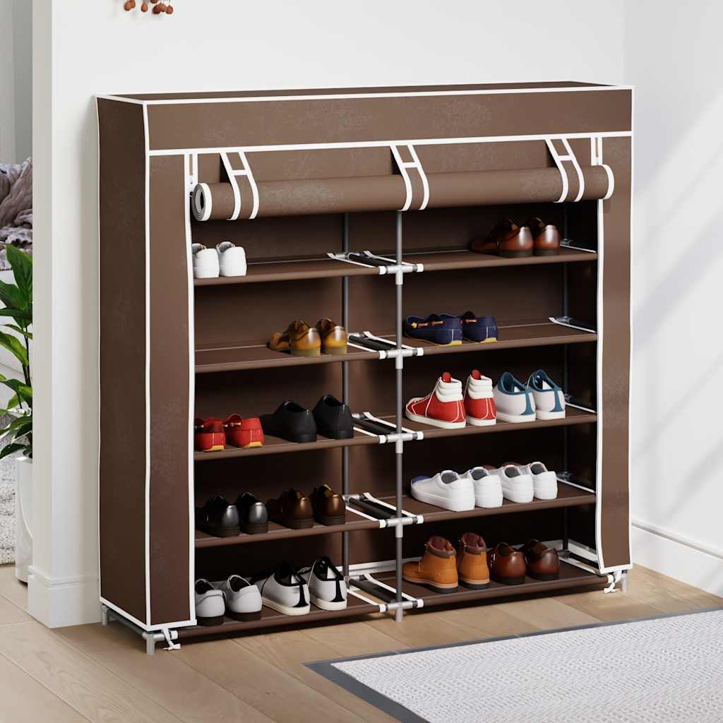 VidaXL -Schuhschrank mit Abdeckung 115x28x110 Stoff Braun