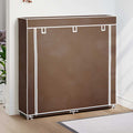Vidaxl schoenenkast met hoes 115x28x110 stof bruin