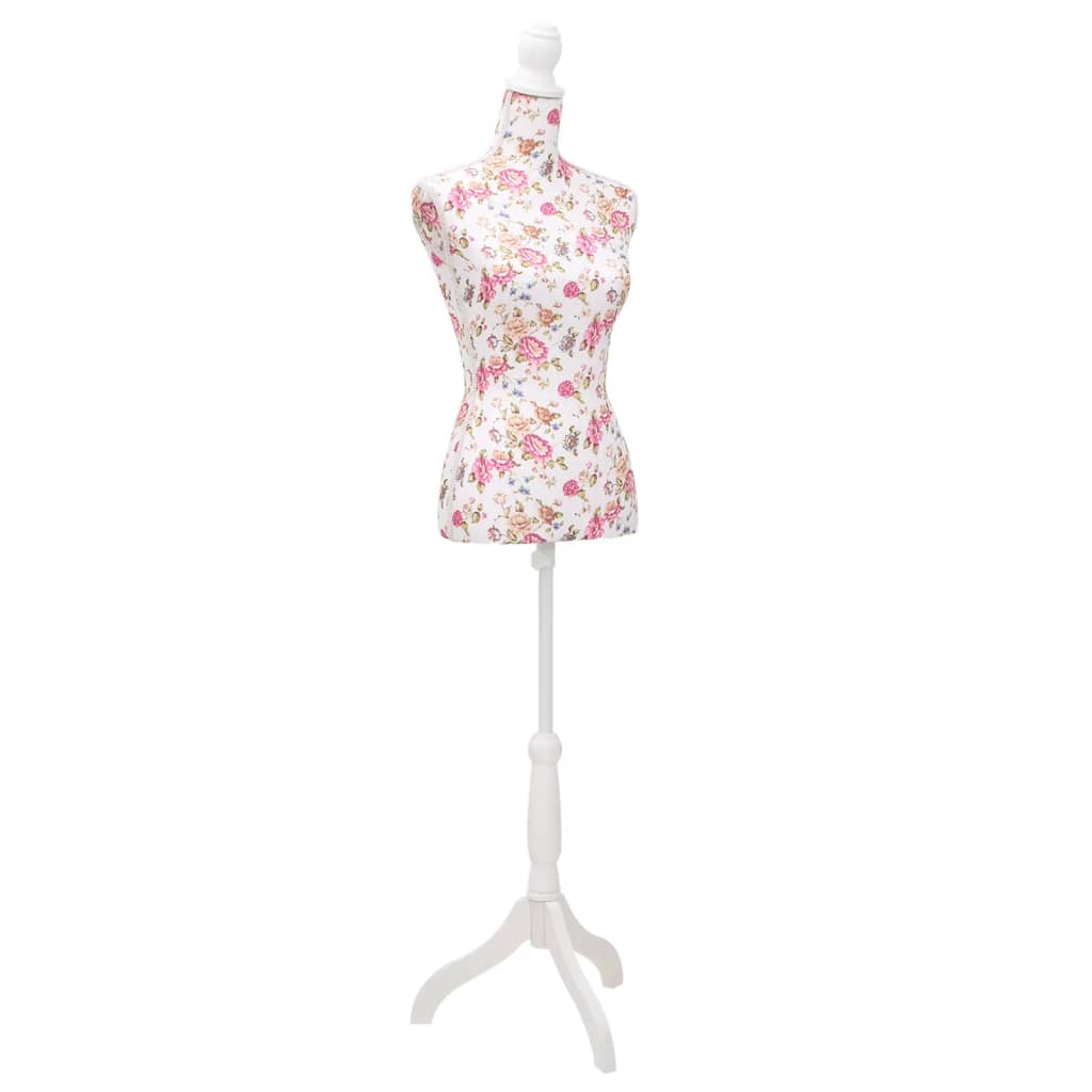 VidaXL Schaufensterpuppen-Torso, Damen, Baumwolle, weiß mit Rosenmuster
