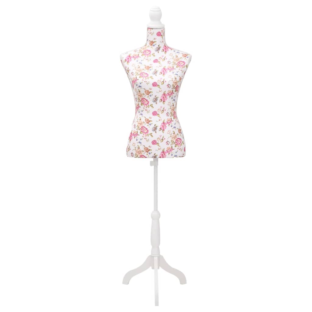 VidaXL Schaufensterpuppen-Torso, Damen, Baumwolle, weiß mit Rosenmuster