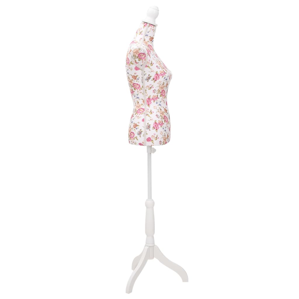 VidaXL Schaufensterpuppen-Torso, Damen, Baumwolle, weiß mit Rosenmuster