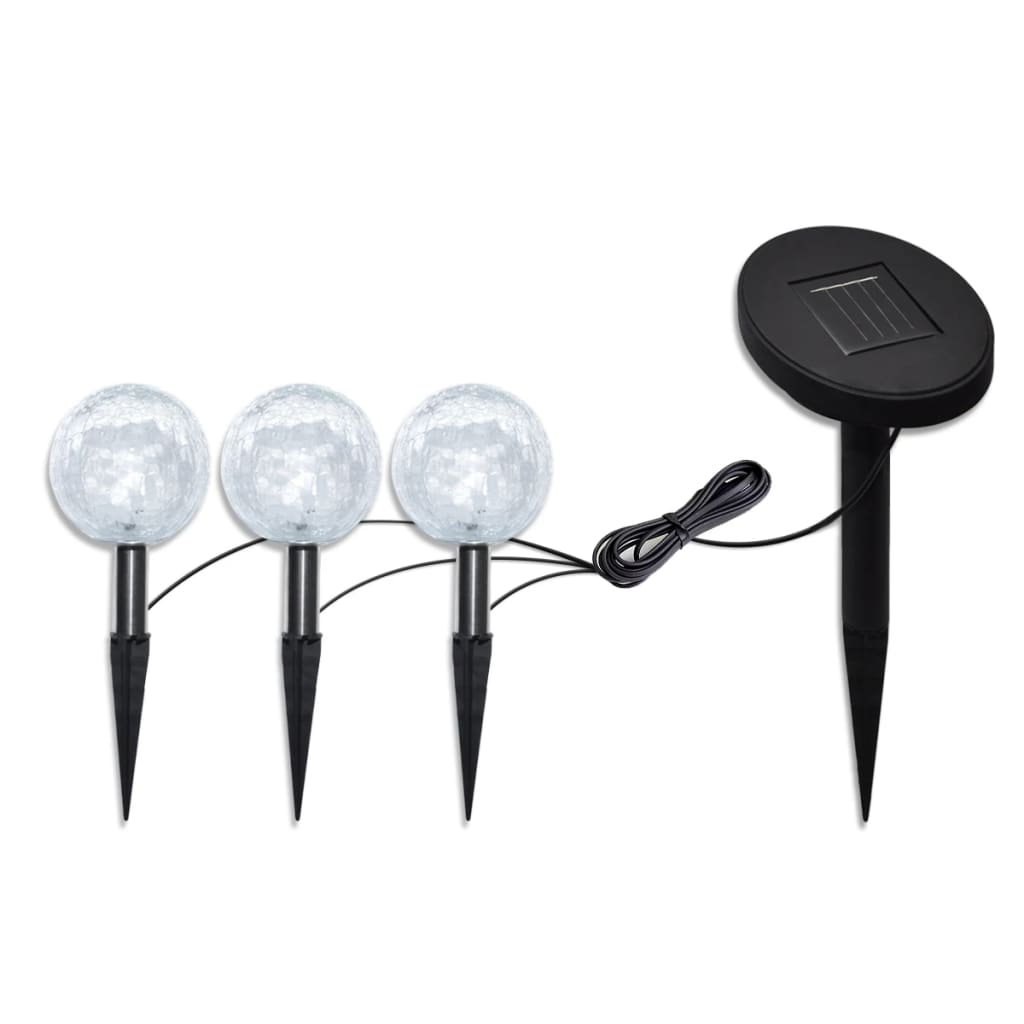 VidaXL Solar-Kugelleuchten, 3er-Set LED mit Bodenankern und Solarpanel