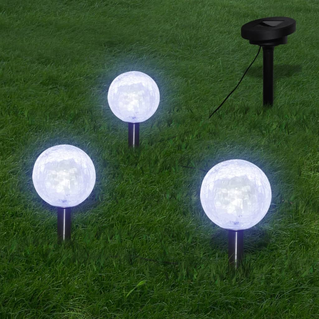 VidaXL Solar-Kugelleuchten, 3er-Set LED mit Bodenankern und Solarpanel