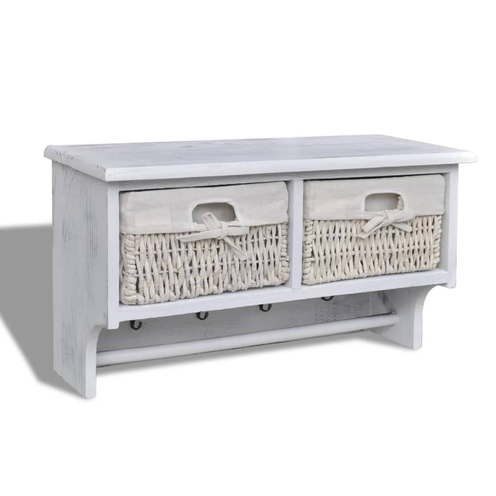 VidaXL Wandregal 60x23,5x33 cm Paulowniaholz Weiß