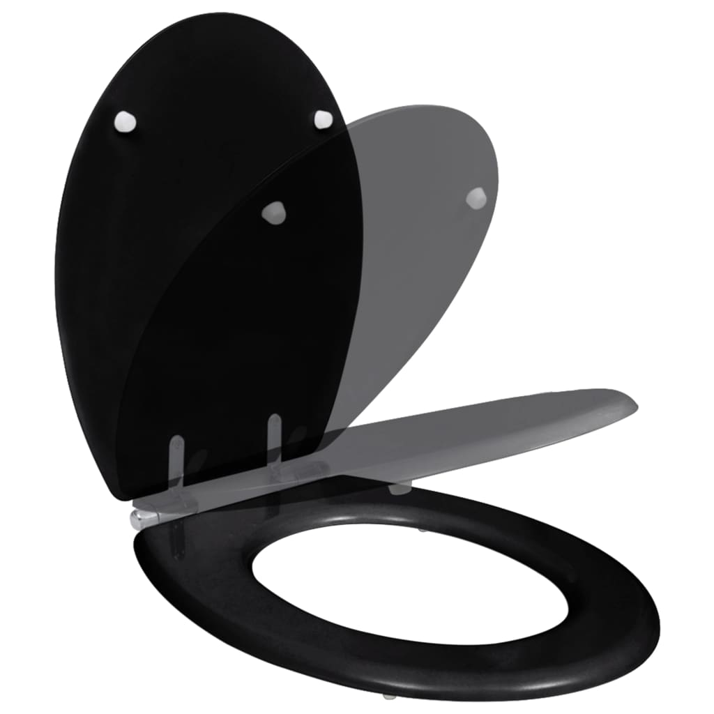 VidaXL WC-Sitz mit Absenkautomatik, schlichtes Design, MDF, schwarz