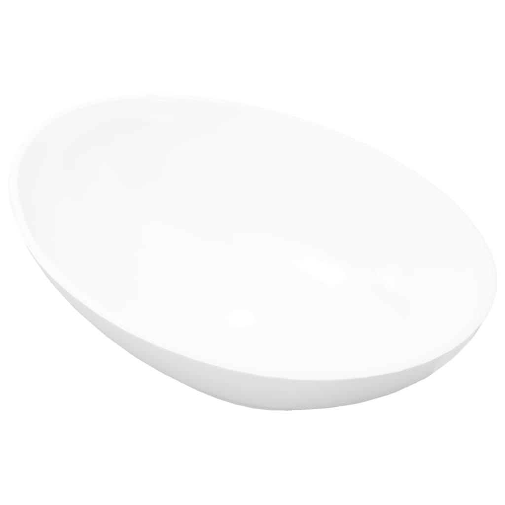 VIDAXL WASCHBECKEN OVAL 40x33 cm Keramik Weiß