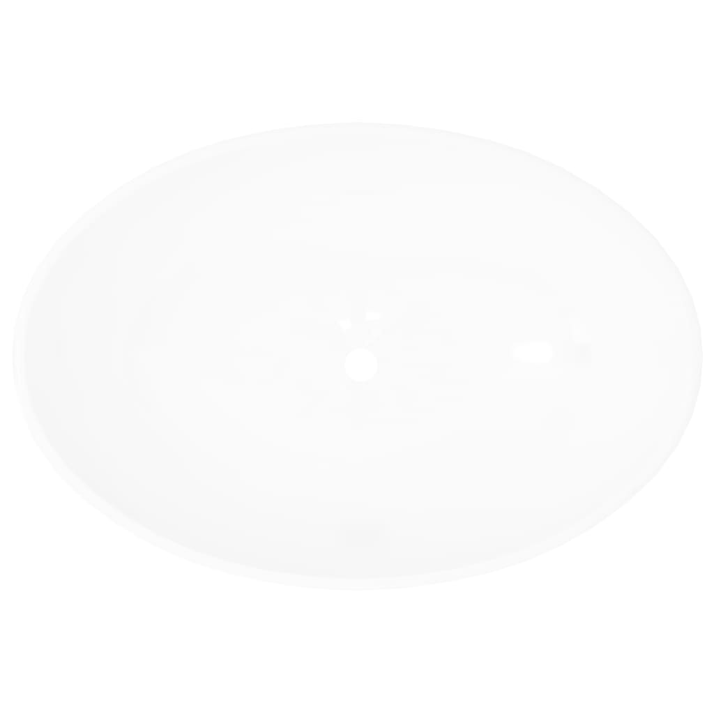 VIDAXL WASCHBECKEN OVAL 40x33 cm Keramik Weiß