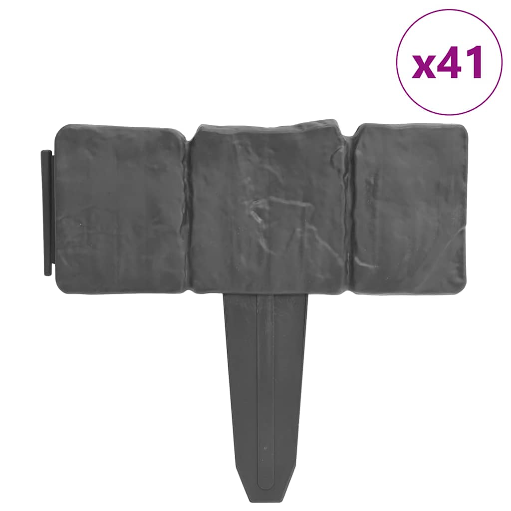Vidaxl gazonranden 41 st steen-look 10 m kunststof
