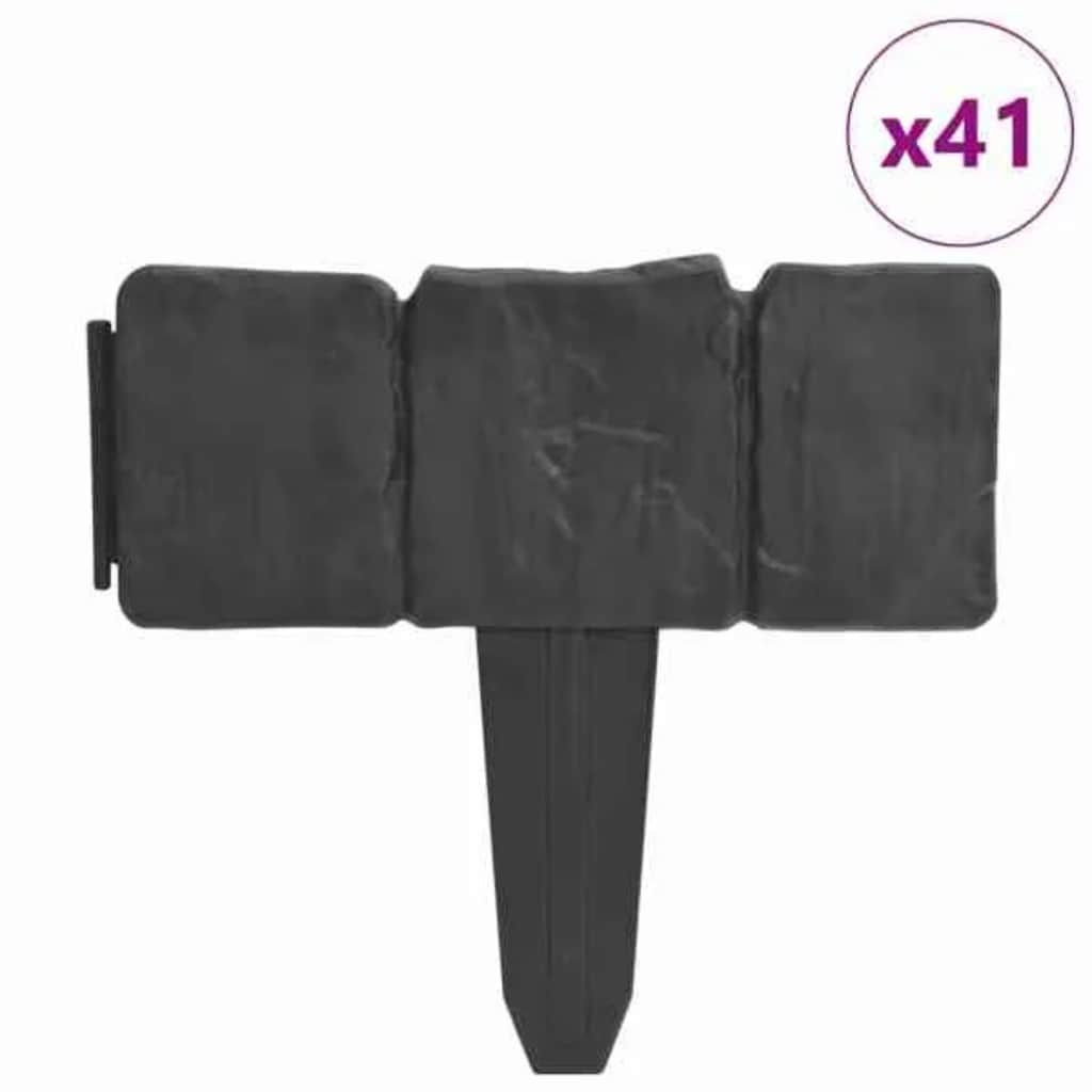 VidaXL Rasenkanten, 41-teilig, Steinoptik, 10 m, Kunststoff