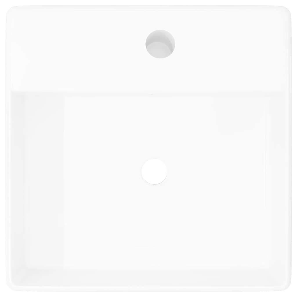 Vidaxl luxe wastafel met overloop en kraangat vierkant keramiek 41x41 cm