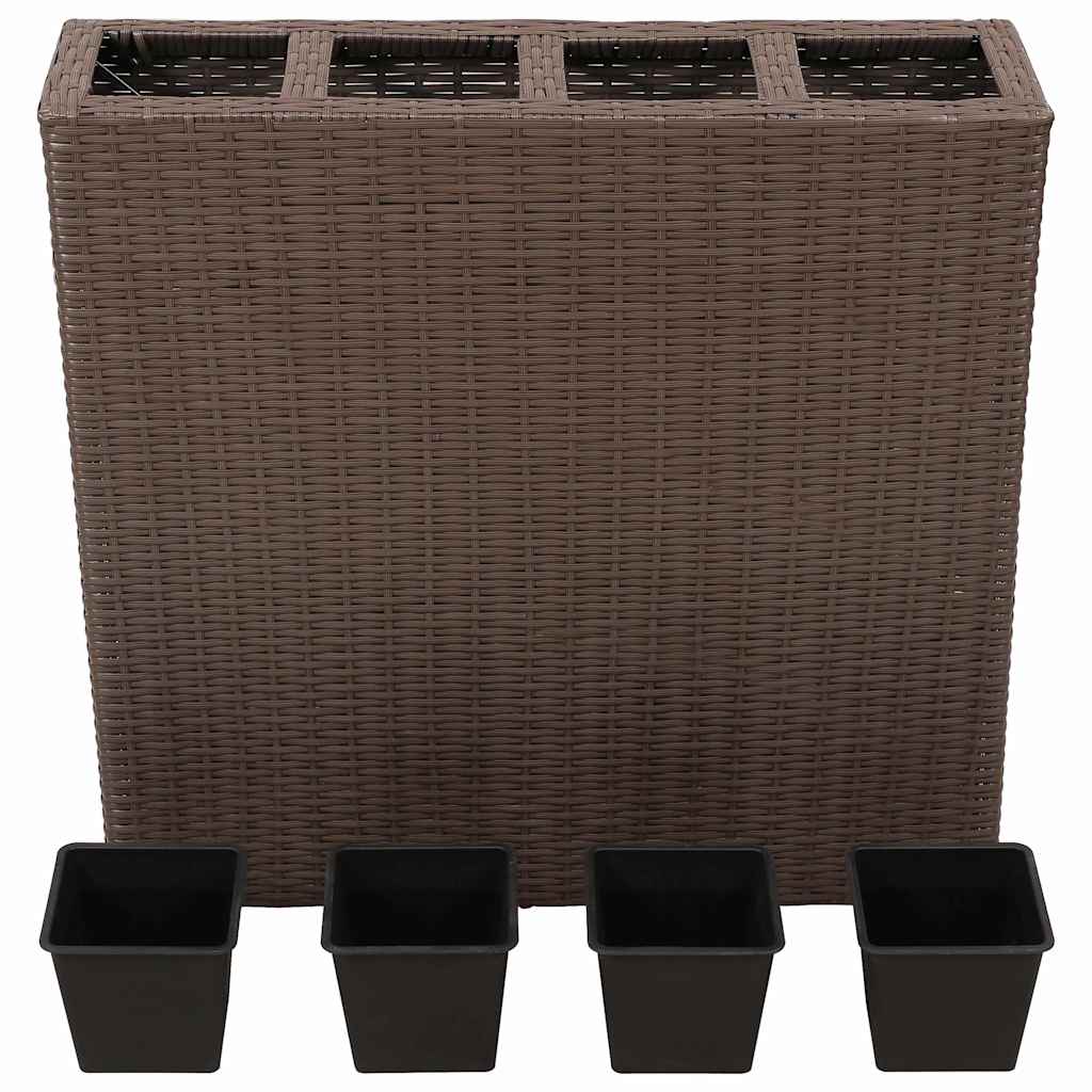 Vidaxl plantenbak verhoogd met 4 potten poly rattan bruin