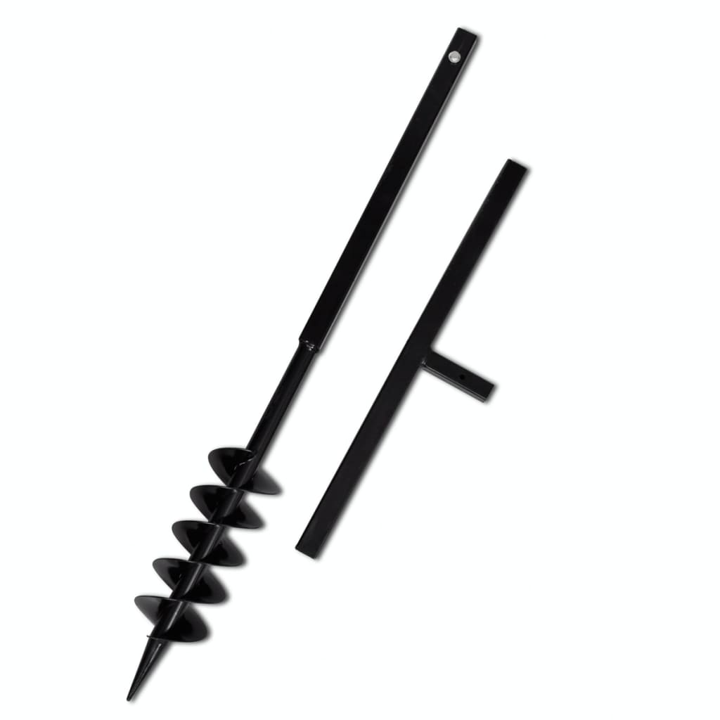 VidaXL Erdbohrer mit Griff und Schraubenkopf (Doppelschraube) 100 mm (Schwarz)