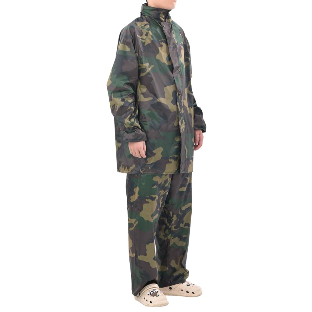 Vidaxl regenpak 2-delig met capuchon (heren camouflage maat xl)