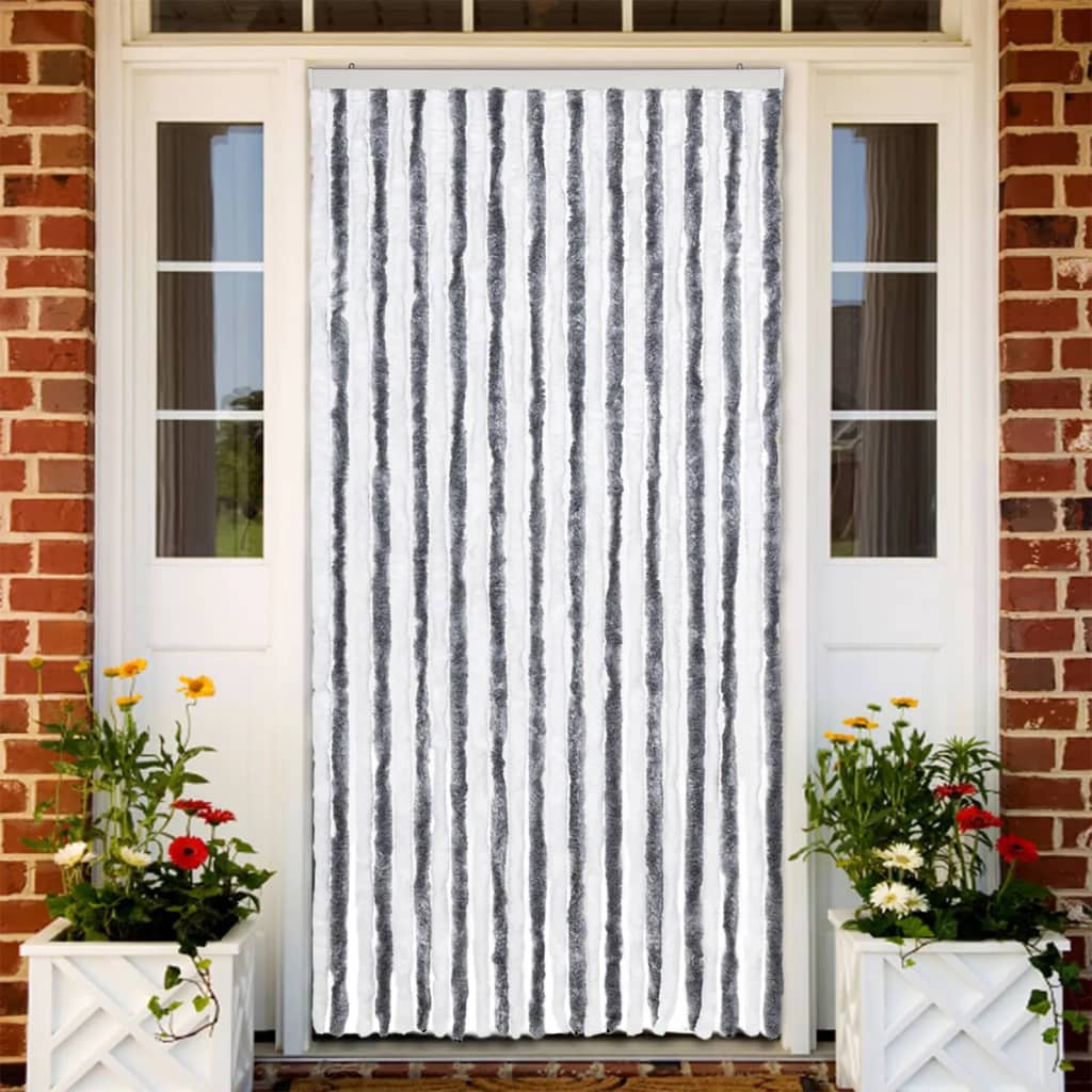 VidaXL Fliegengitter 100x220 cm Chenille grau und weiß