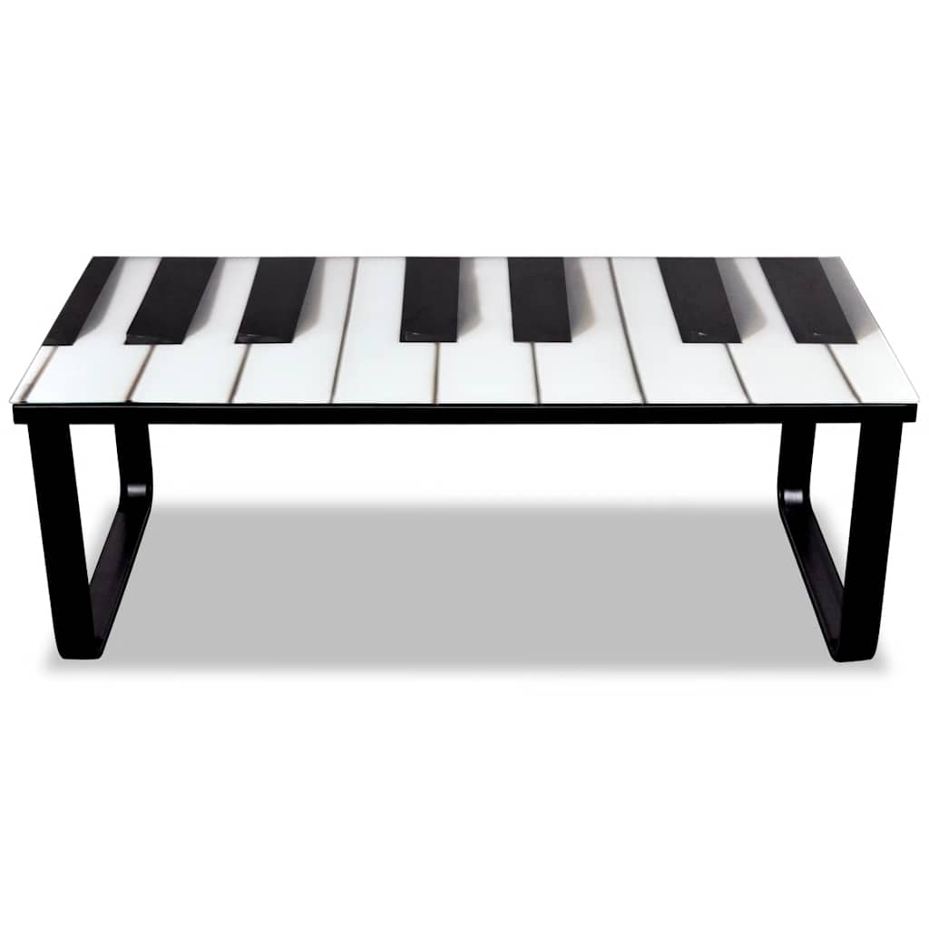 Vidaxl salontafel met piano-print glazen tafelblad