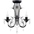 Vidaxl kroonluchter art nouveau metaal kristallen 3 lampen zwart