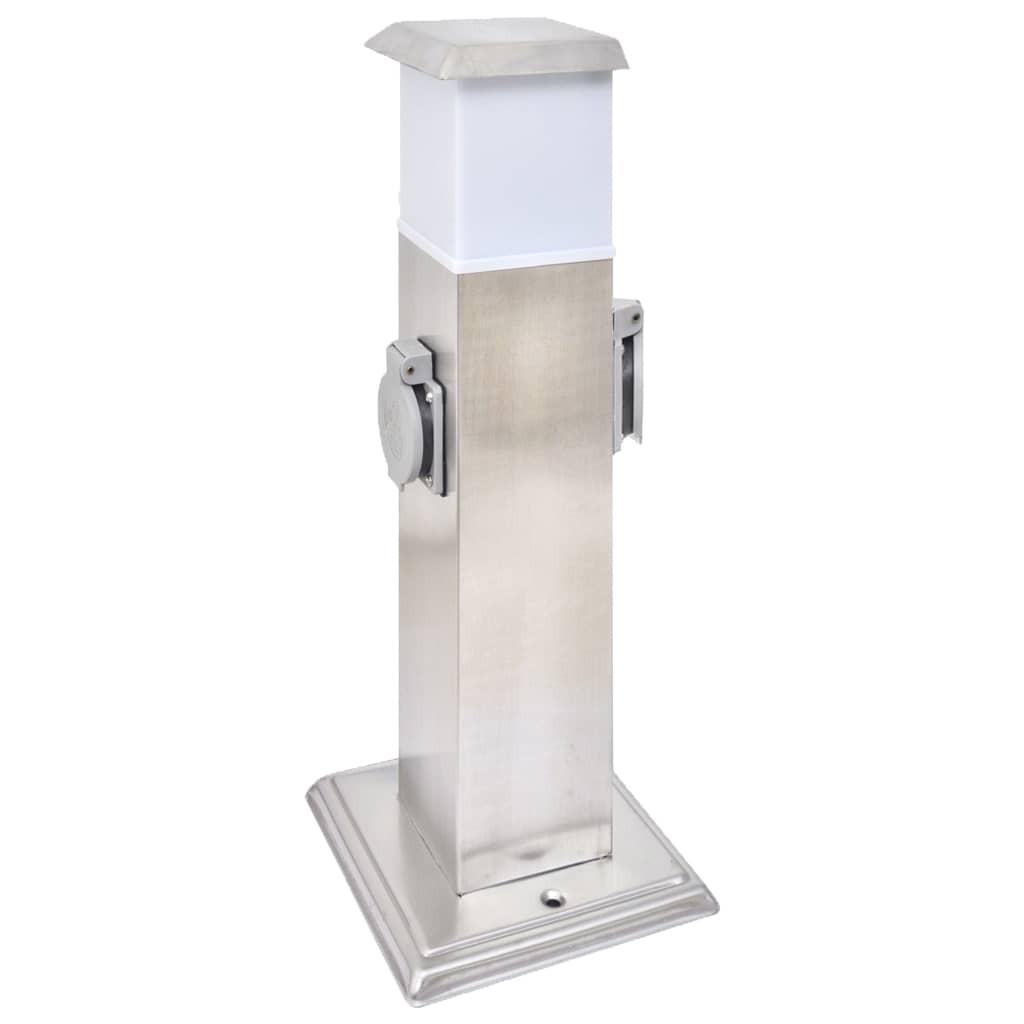 VidaXL Außensteckdose an Säule mit Lampe (Edelstahl)