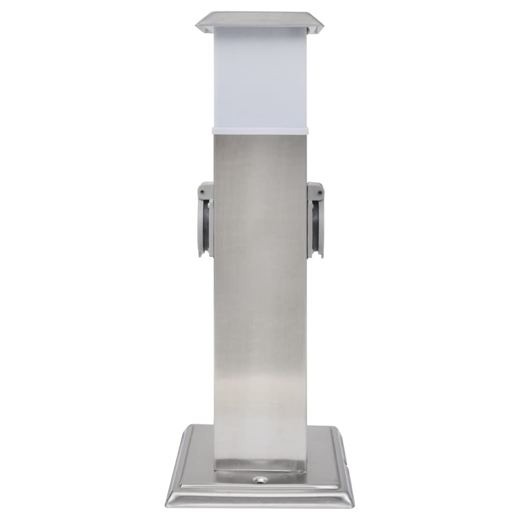VidaXL Außensteckdose an Säule mit Lampe (Edelstahl)
