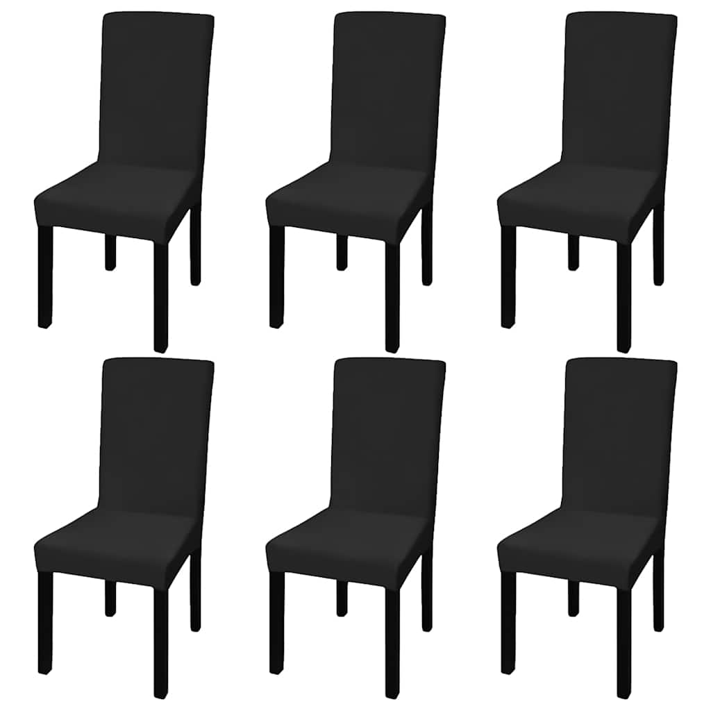 VidaXL 6er-Pack Stuhlhussen, gerade, dehnbar, schwarz