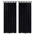 VidaXL Micro-Satin-Gardinen mit Ringen 140 x 225 cm 2-teilig (Schwarz)