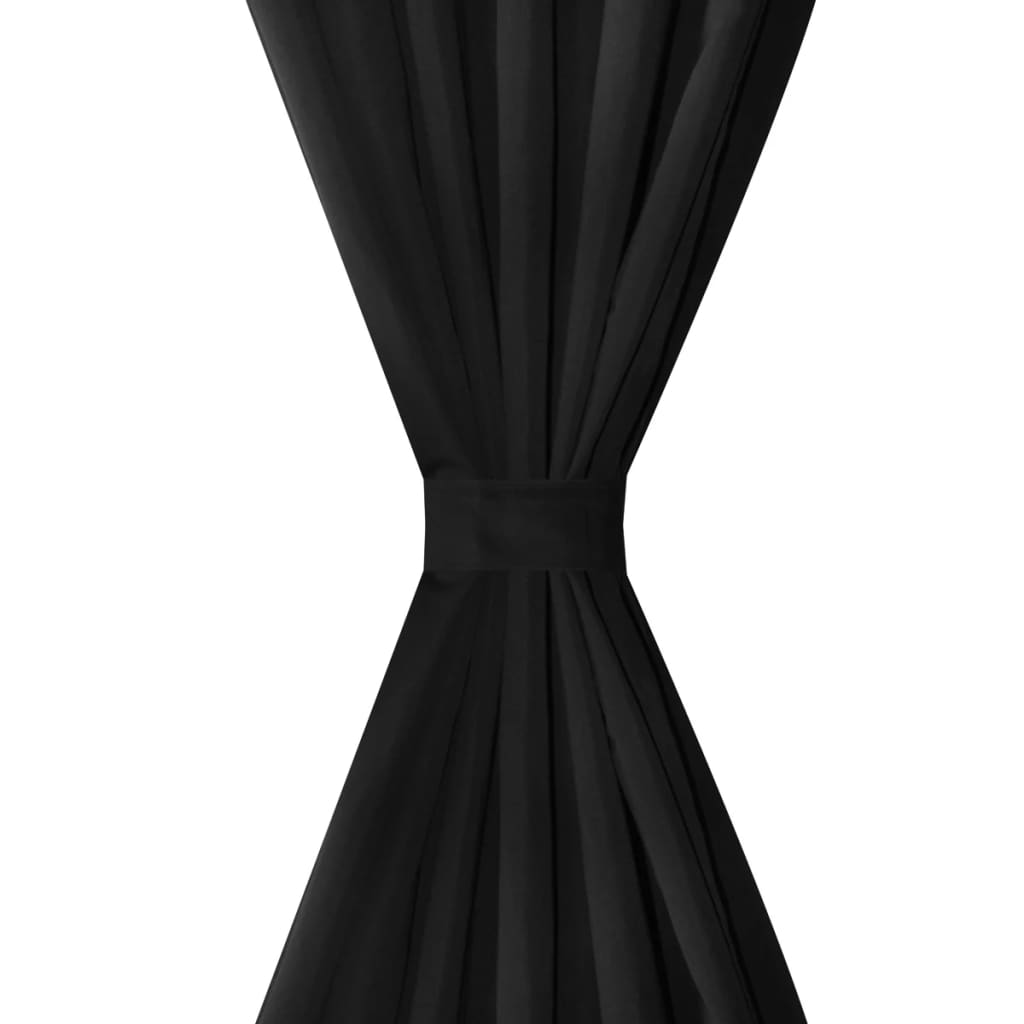 VidaXL Micro-Satin-Gardinen mit Ringen 140 x 225 cm 2-teilig (Schwarz)
