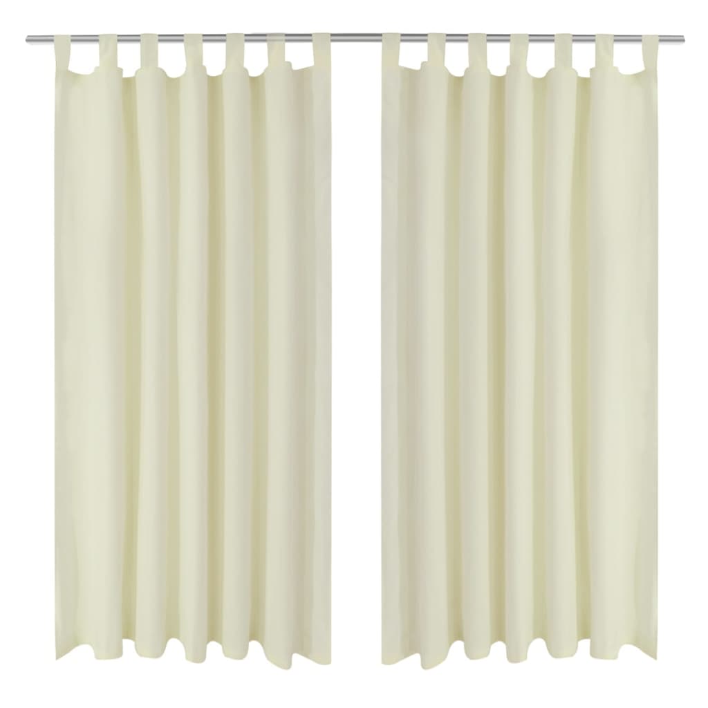 VidaXL Micro Satin Gardinen mit Ringen 140 x 175 cm 2 Stück (Creme)