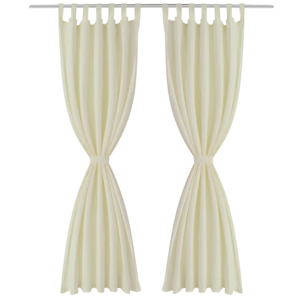 VidaXL Micro Satin Gardinen mit Ringen 140 x 175 cm 2 Stück (Creme)