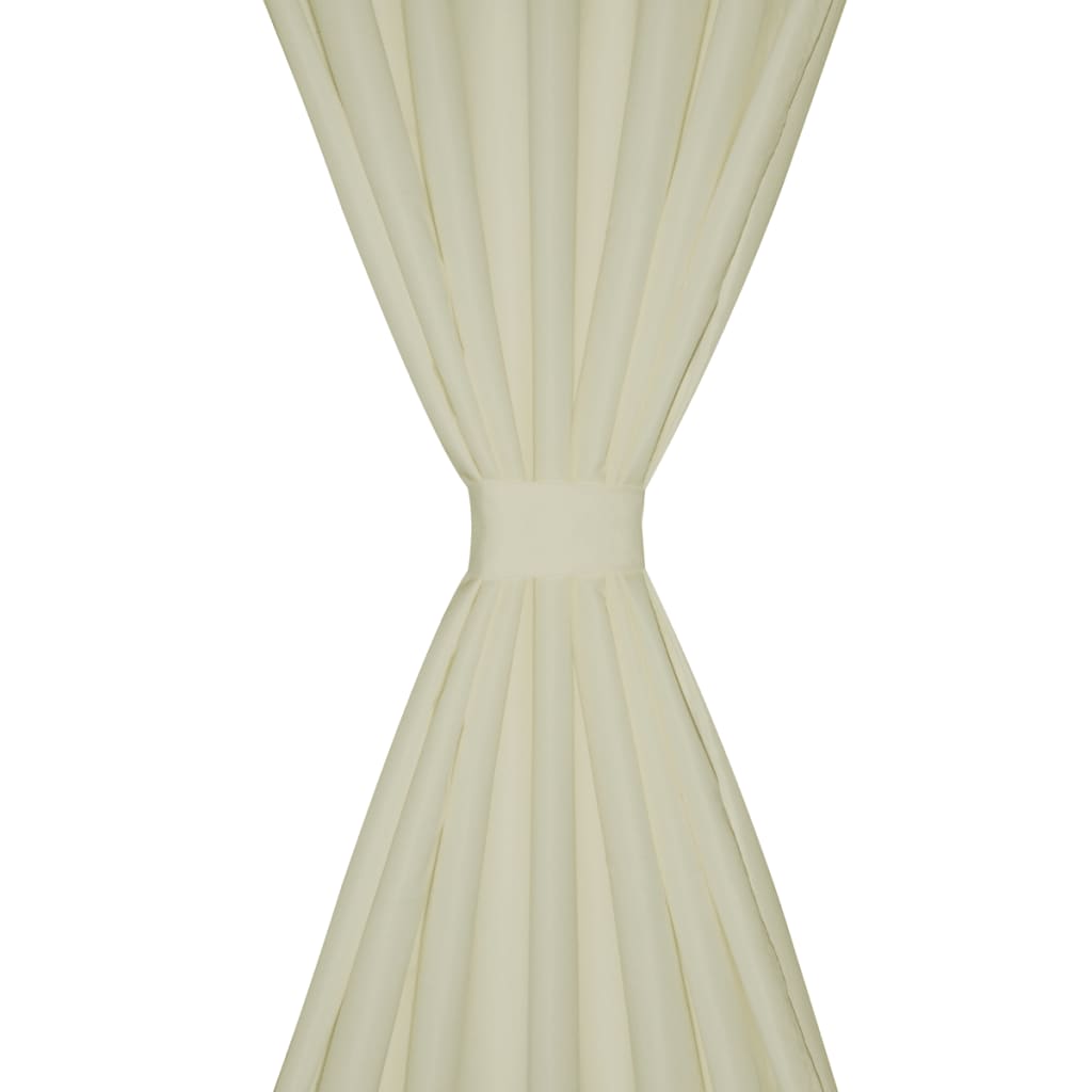 VidaXL Micro Satin Gardinen mit Ringen 140 x 175 cm 2 Stück (Creme)