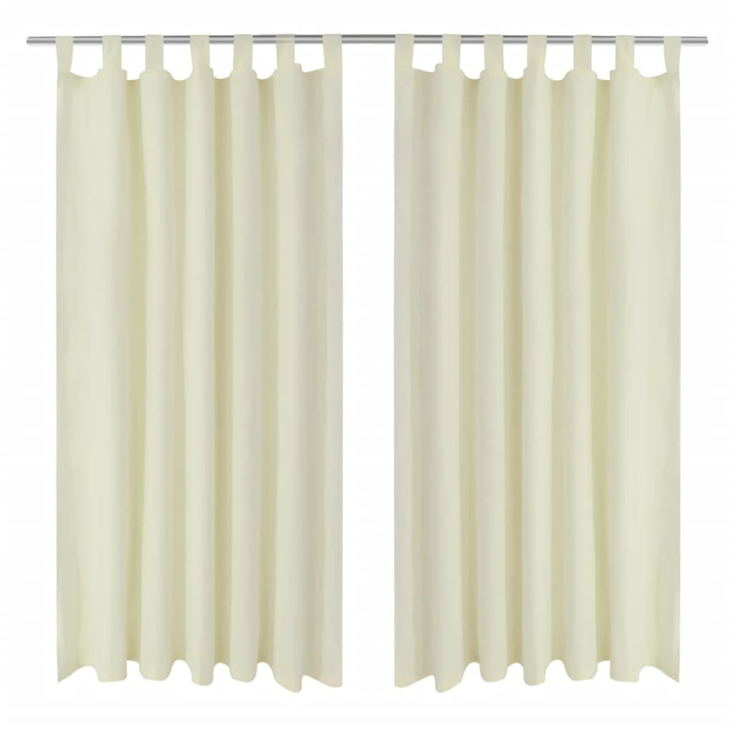 Vidaxl micro-satijnen gordijnen met ringen 140 x 225 cm 2 stuks (creme)