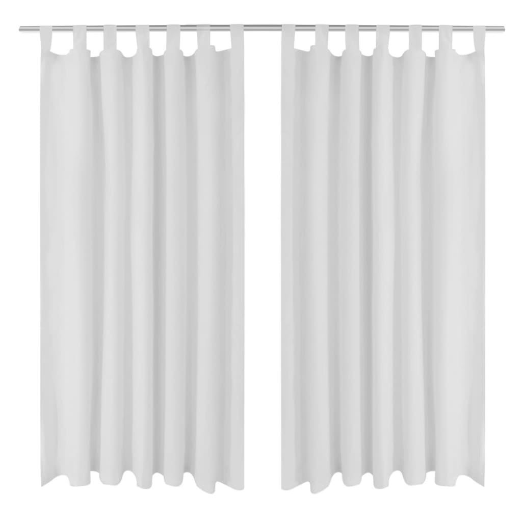 VidaXL Micro Satin Gardinen mit Ringen 140 x 245 cm 2 Stück (Weiß)