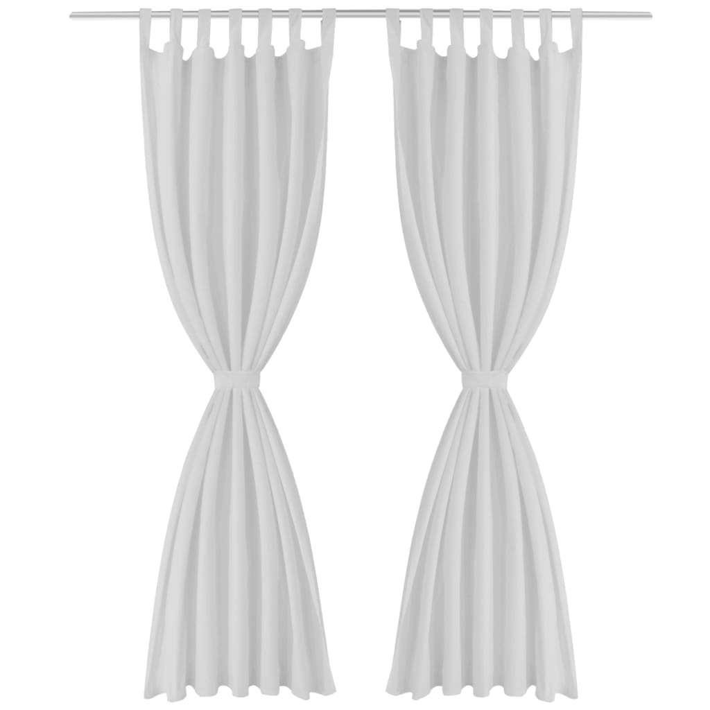 VidaXL Micro Satin Gardinen mit Ringen 140 x 245 cm 2 Stück (Weiß)