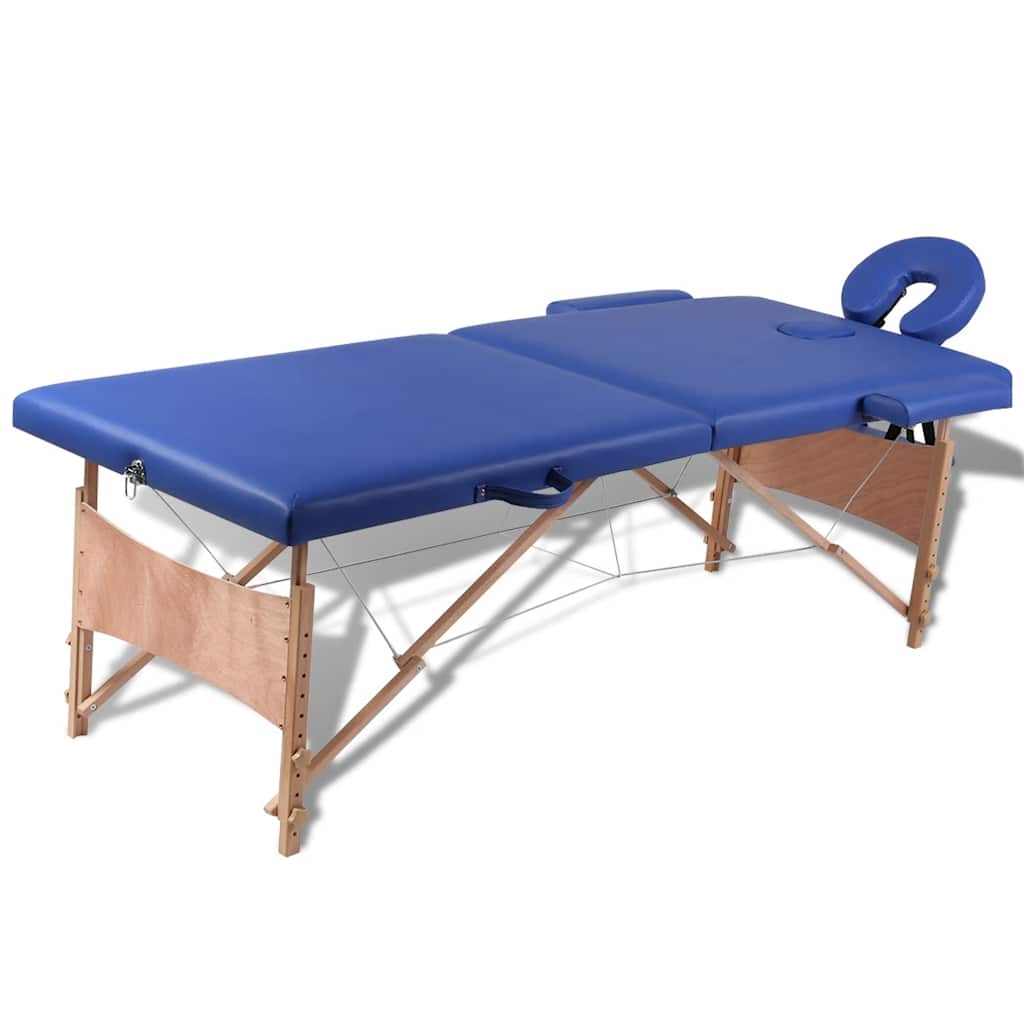 VidaXL Faltbare Massageliege 2 Zonen mit Holzrahmen (blau)