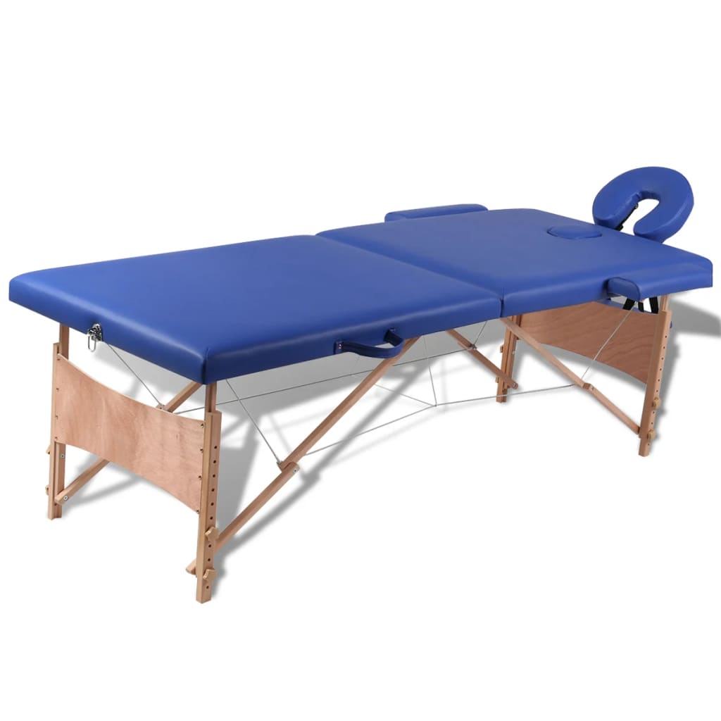 VidaXL Faltbare Massageliege 2 Zonen mit Holzrahmen (blau)