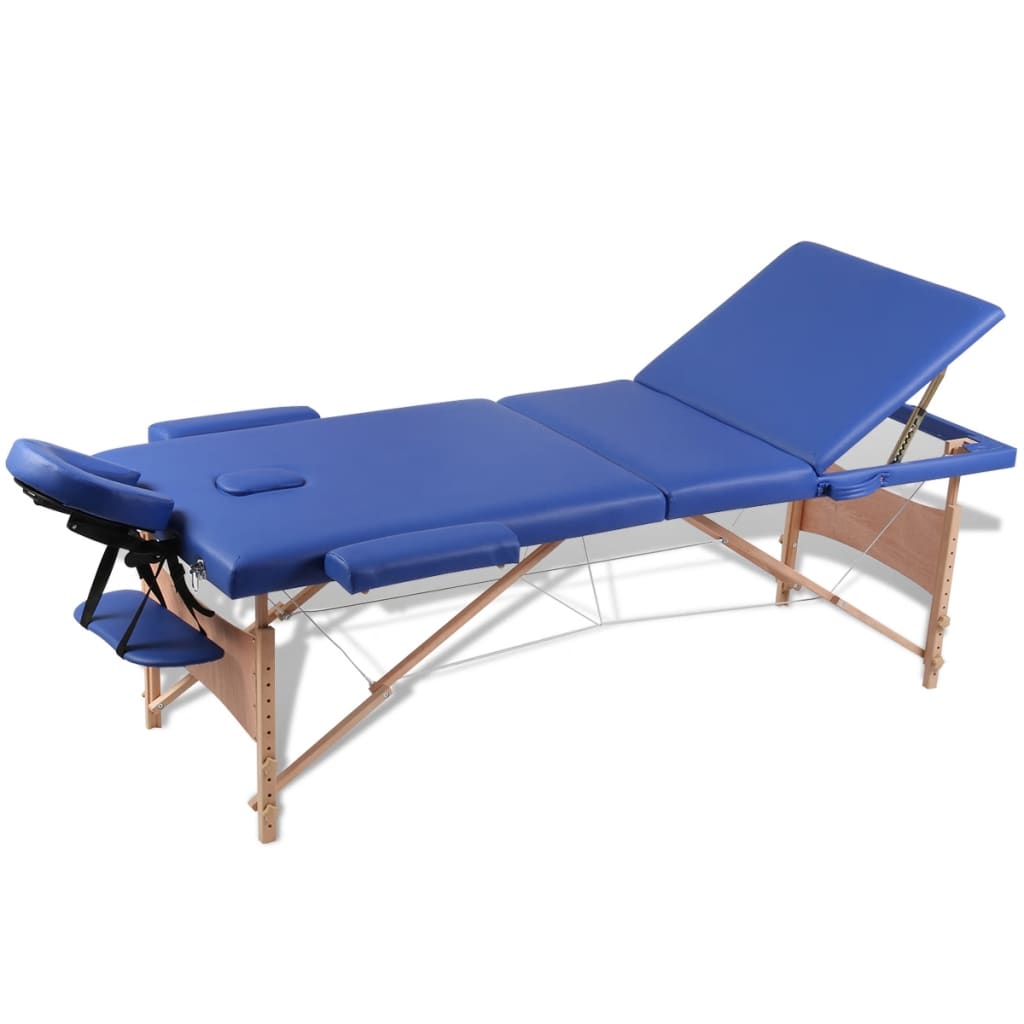 VidaXL Faltbare Massageliege 3 Zonen mit Holzrahmen (blau)