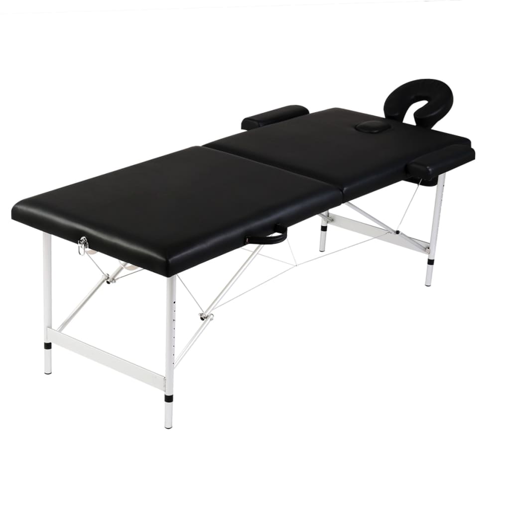 Vidaxl Massageliege mit 2 Zonen, Asphalt-Aluminiumrahmen, schwarz
