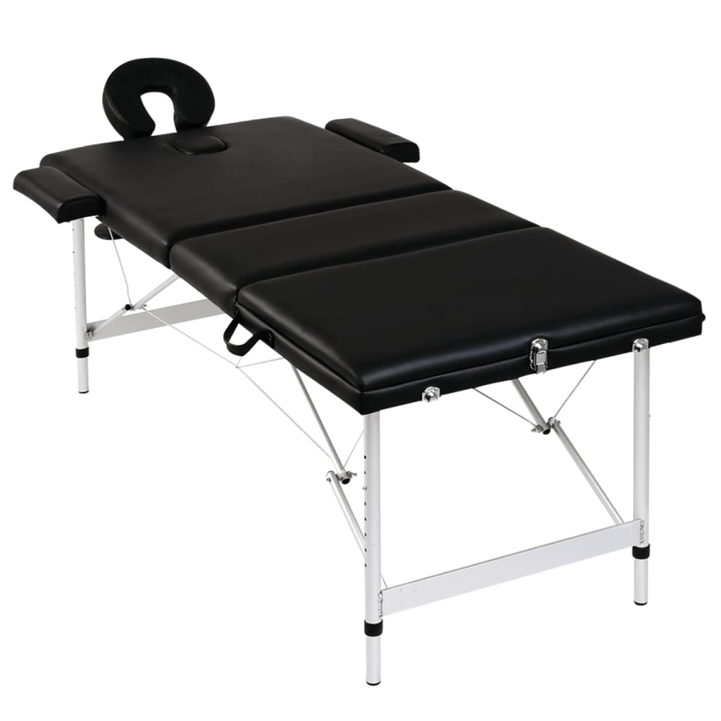 VIDAXL Faltbare Massageliege mit 3 Zonen und Aluminiumrahmen (schwarz)