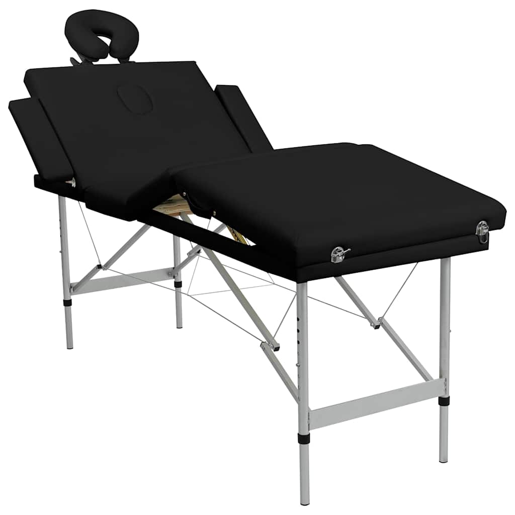 VIDAXL - Massageliege mit 4 Zonen, stabilem Aluminiumrahmen, schwarz