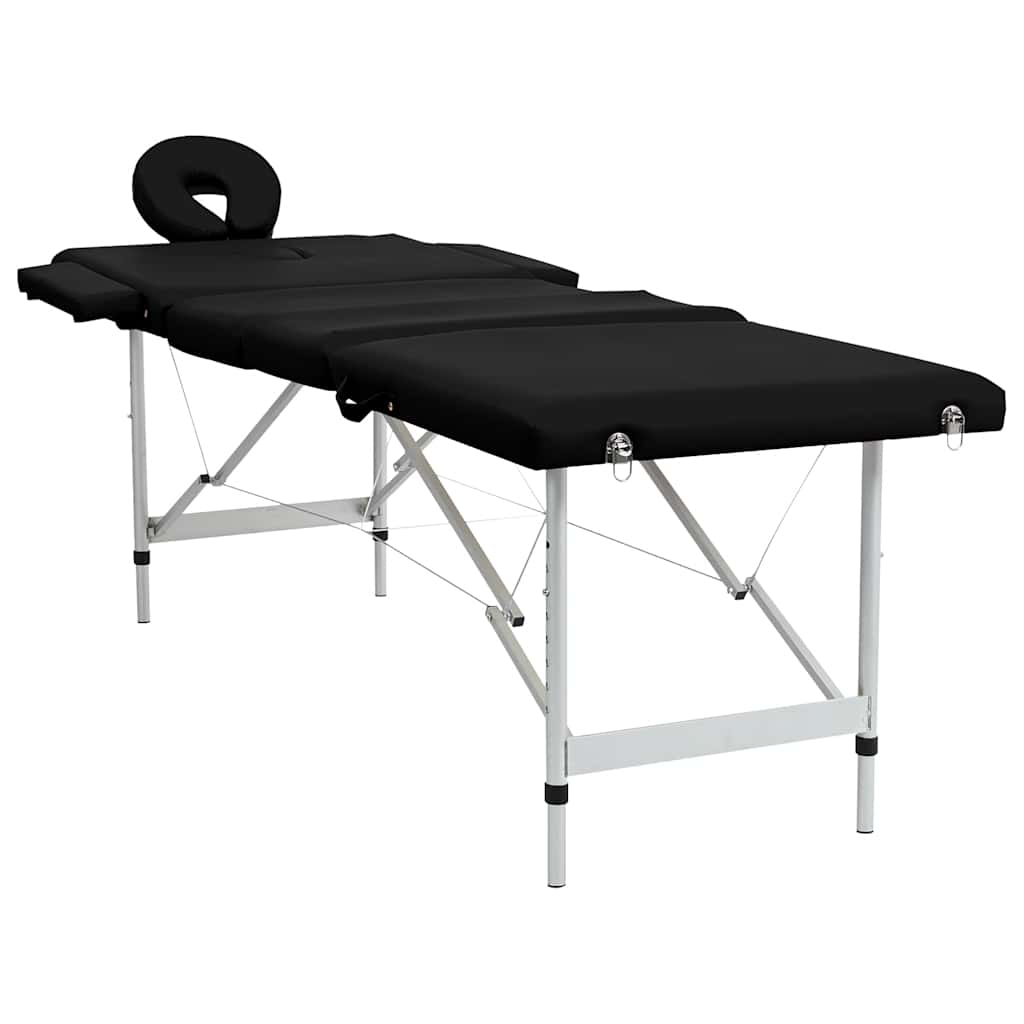 VIDAXL - Massageliege mit 4 Zonen, stabilem Aluminiumrahmen, schwarz