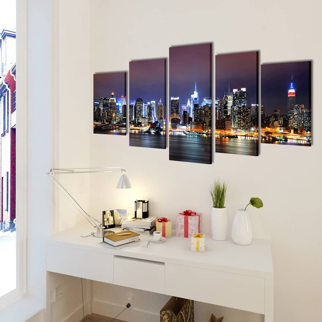 VidaXL Leinwandbild-Set „Bunte New Yorker Skyline“ 100 x 50 cm