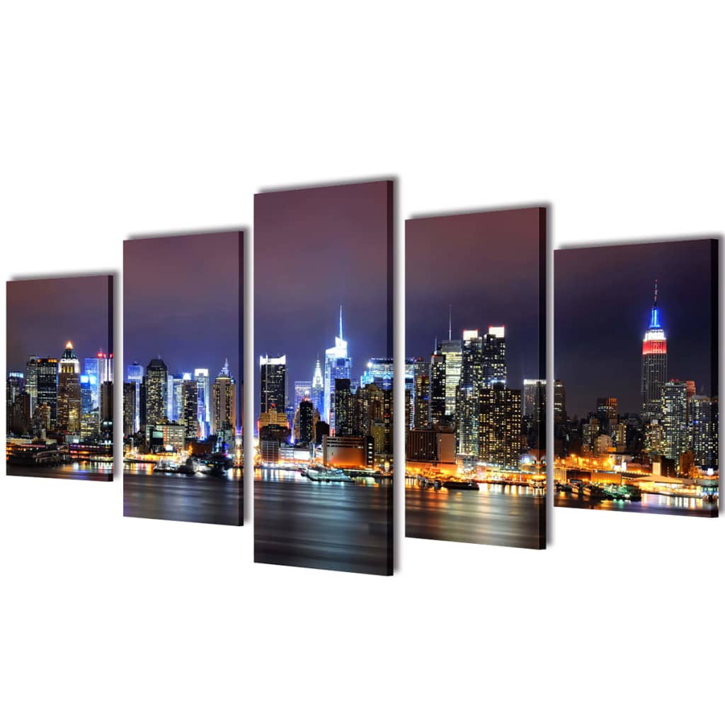 VidaXL Leinwandbild-Set „Bunte New Yorker Skyline“ 200 x 100 cm