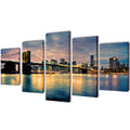 VidaXL Leinwandbild-Set Brooklyn Bridge Flussblick 200 x 100 cm