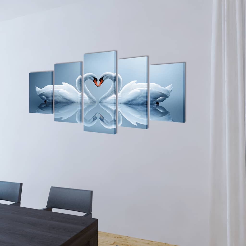 VidaXL Leinwandbild-Set Schwan 200 x 100 cm