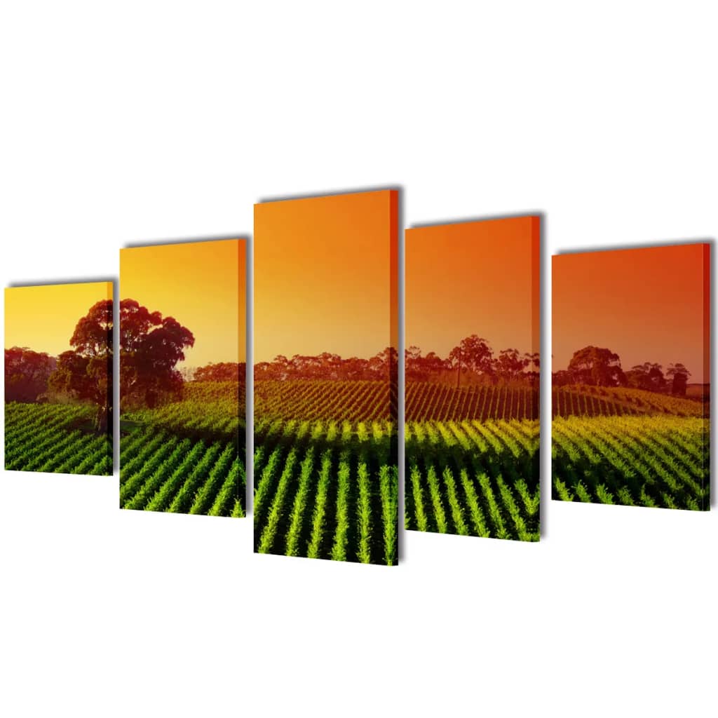 VidaXL Leinwandbild-Set „Felder“ 200 x 100 cm